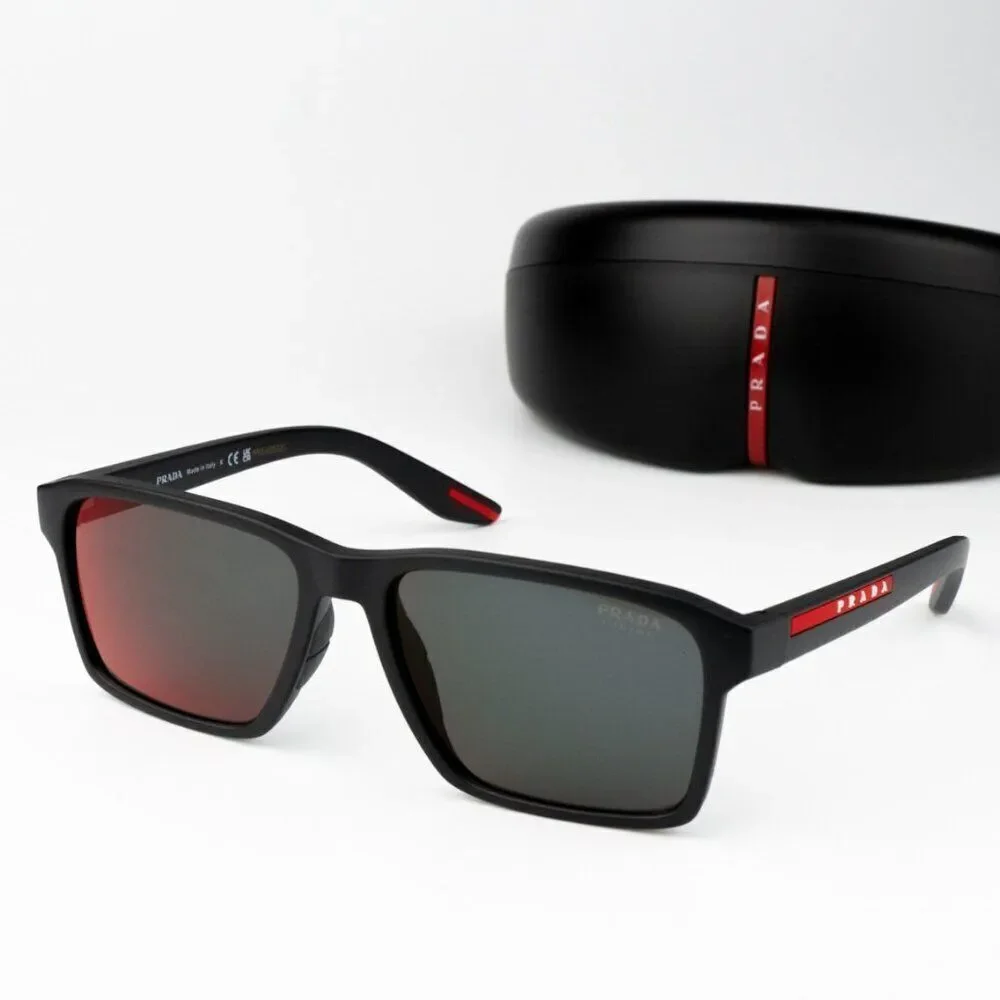 NEW Prada Linea Rossa PS05YS 1BO10A Matte Black Mirror Red Unisex Sunglasses